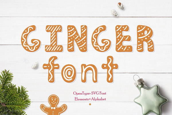 Gingerbread Christmas color SVG font