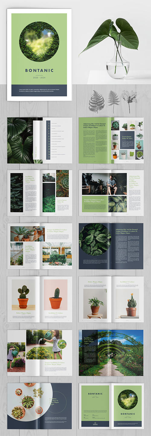 Brochure Layout with Green Accents