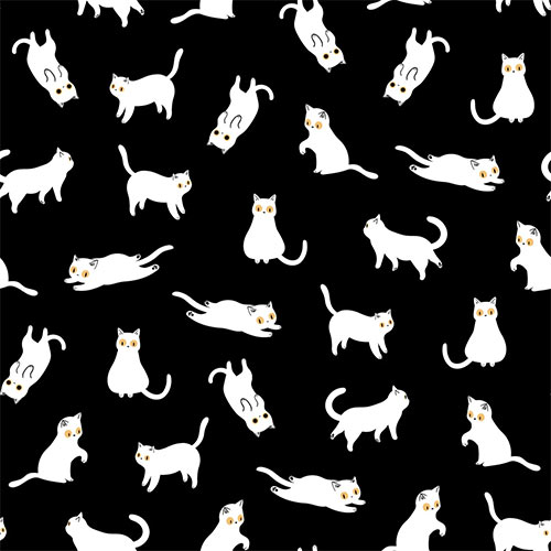 Cute White Cats Seamless Pattern RD622UM