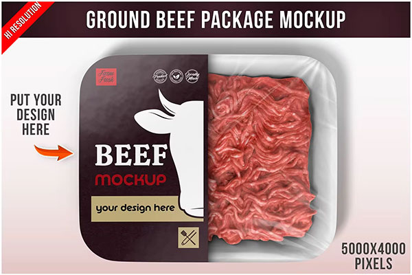 Ground beef package Mockup D25E4NF