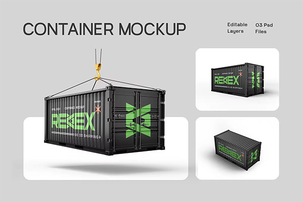 Logistic Shipping Container Mockup Y9MXGYT
