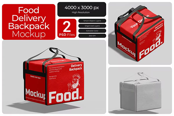 Food Delivery Backpack Mockup 9A55CTX