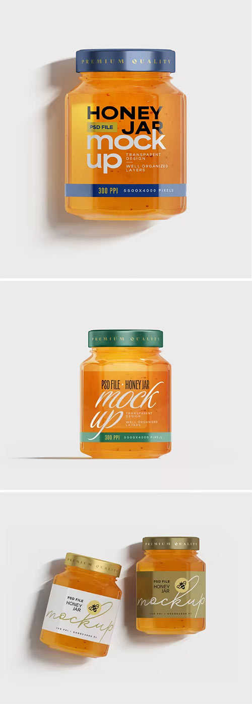 Honey Jar Packaging Mockup Set 57DVR7X