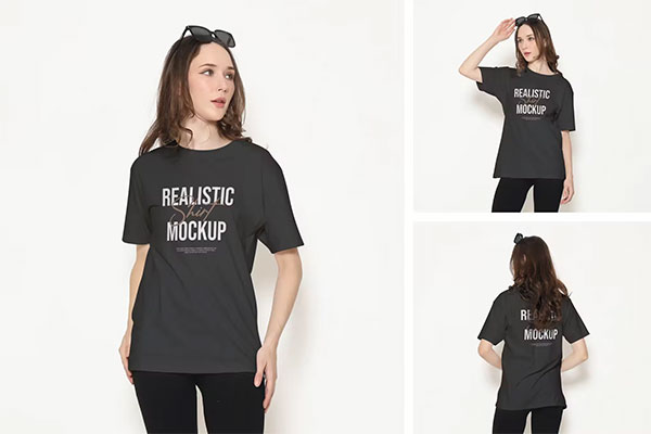 T-Shirt Mockup With Female Model TNHDMKA