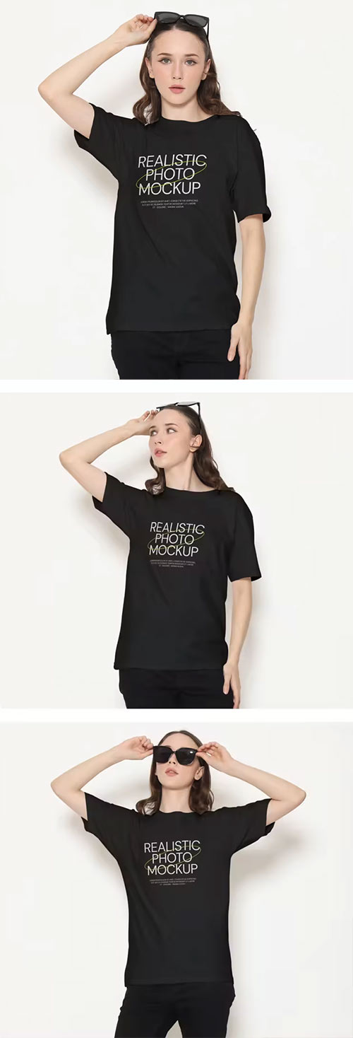 T-Shirt Mockup With Female Model U6EJ5NS