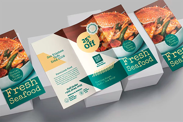 Seafood Restaurant Trifold Brochure 82DVYNR