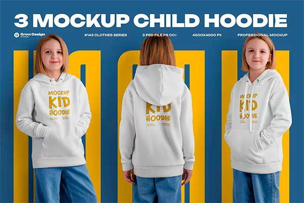 3 Mockups of a Children's Hoodie. vol.01 TB9ZGRV