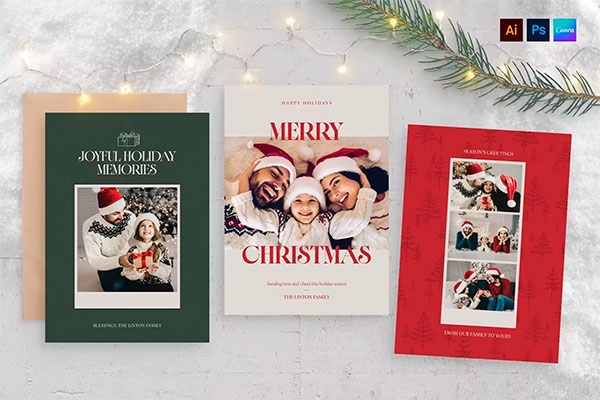 Modern Christmas Photo Card Template CNA48VF