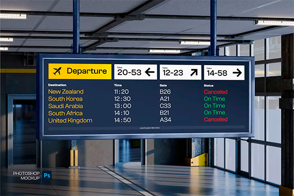 Airport Directional Sign Mockup X7YGXY3
