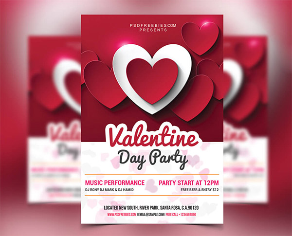 Valentine Day Party Psd Flyer