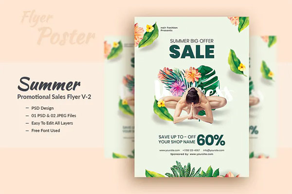 Summer Promotional sales PSD Flyer and Poster V-2