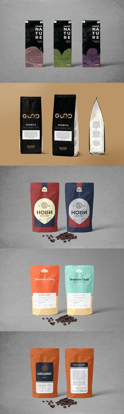 Coffee Bag Packaging Mockup Bundle