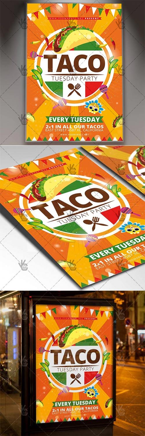 Taco Tuesday Mexican Flyer - PSD Template