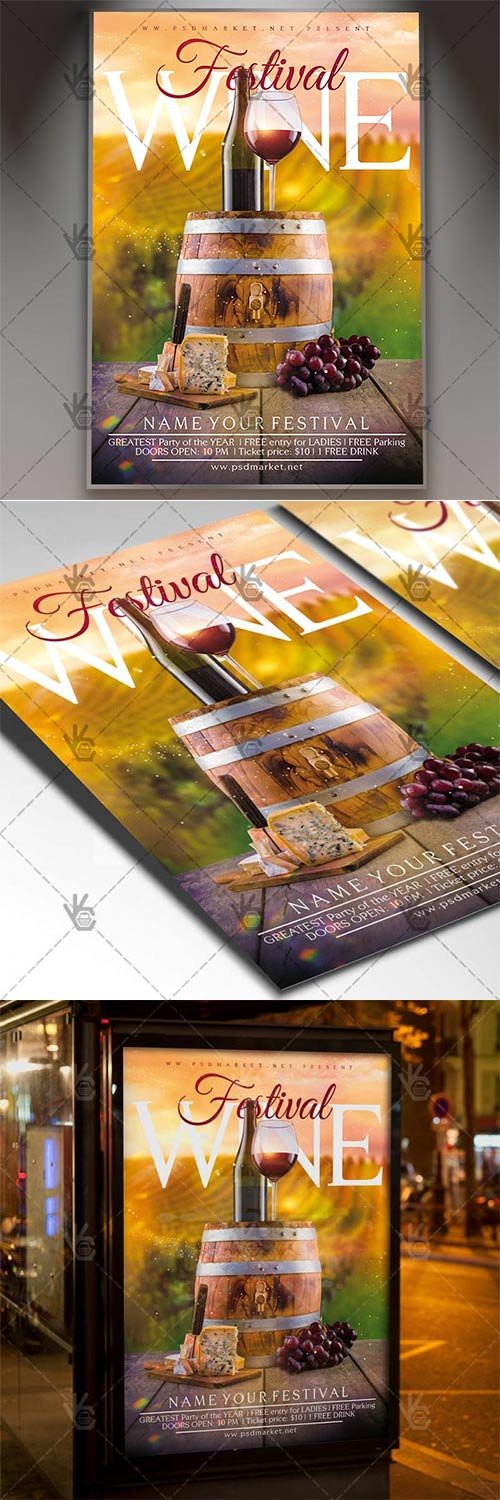 Wine Festival Business Flyer - PSD Template