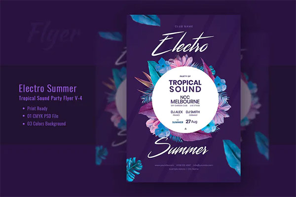 Electro Summer and Tropical Sound PSD Flyer Template V-4