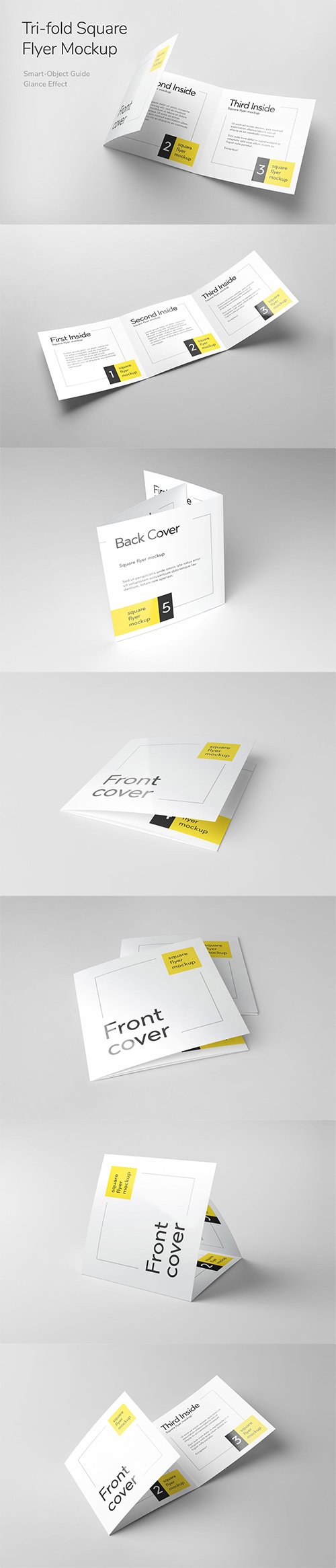 Tri-Fold Square Flyer Mockup PSD