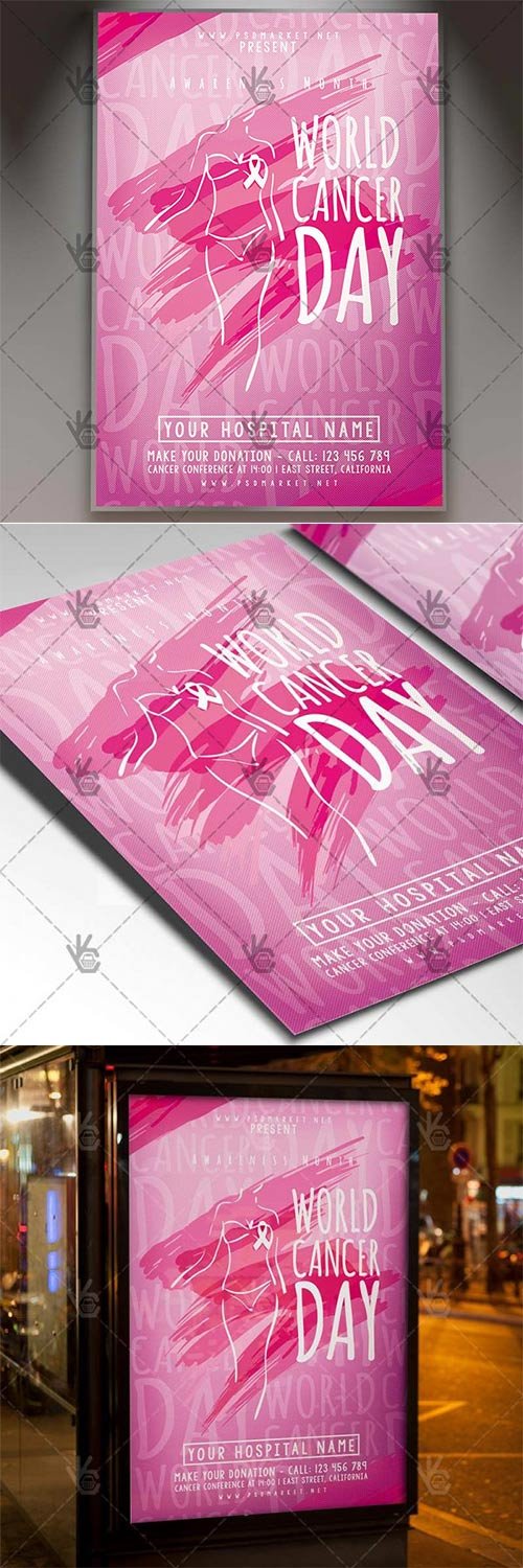 World Cancer Day Event Charity Flyer - PSD Template