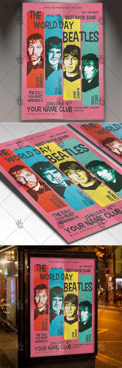 The Beatles Day Club Flyer - PSD Template