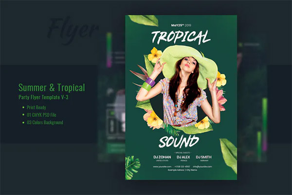 Summer & Tropical Party Flyer Template V-3