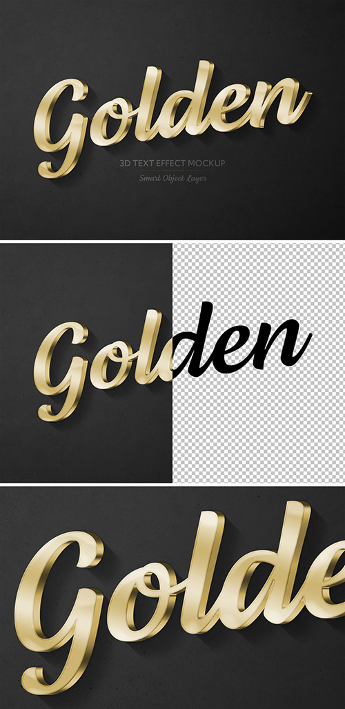 Gold 3D Text Effect Mockup