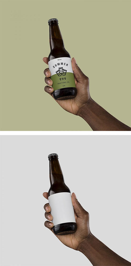 Hand Holding Beer Mock up