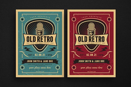 Old Retro Music Flyer PSD