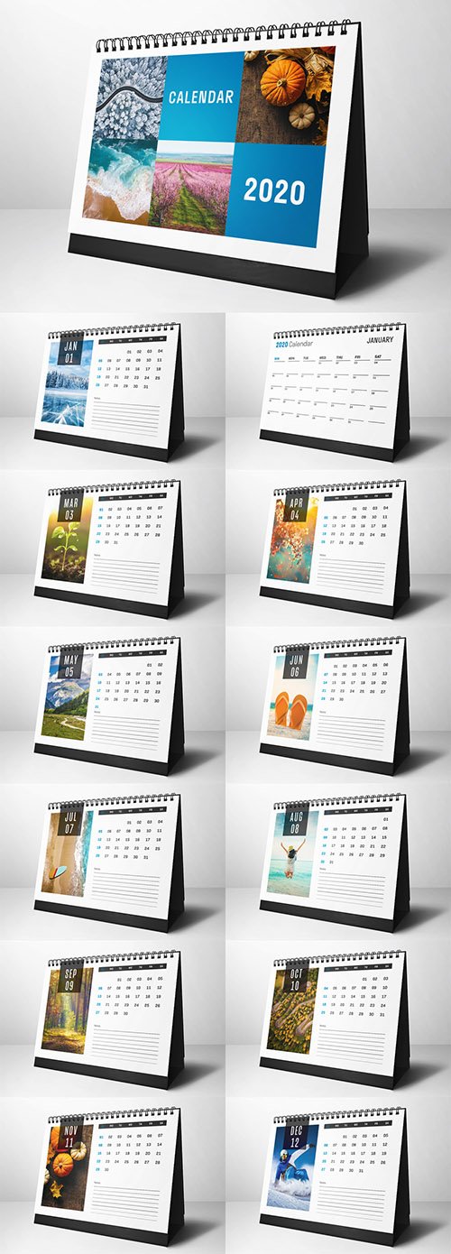 Desk Calendar Layout with Planner Element