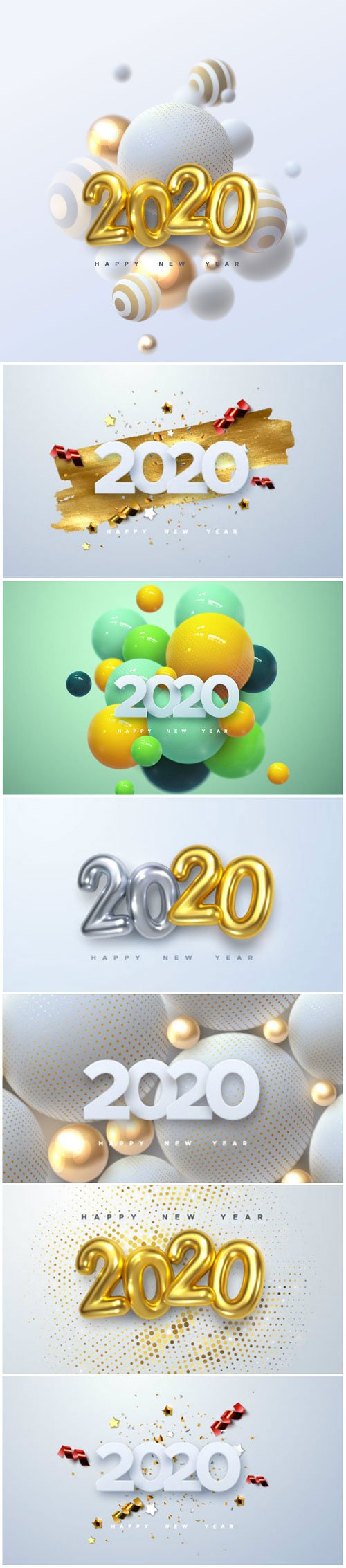 Happy New 2020 Year, holiday vector illustration of numbers 2020 # 3