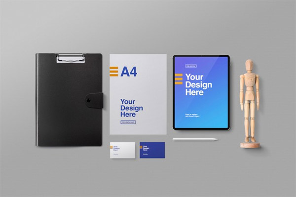 Stationery with Artist Mannequin Mockup