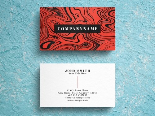 Red Marble Business Card Layout