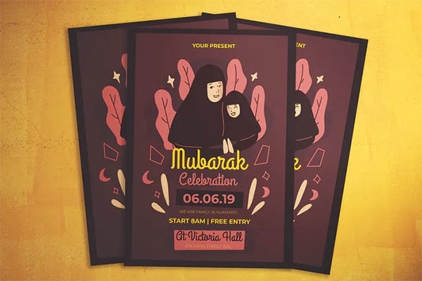 Mubarak Celebration Flyer PSD