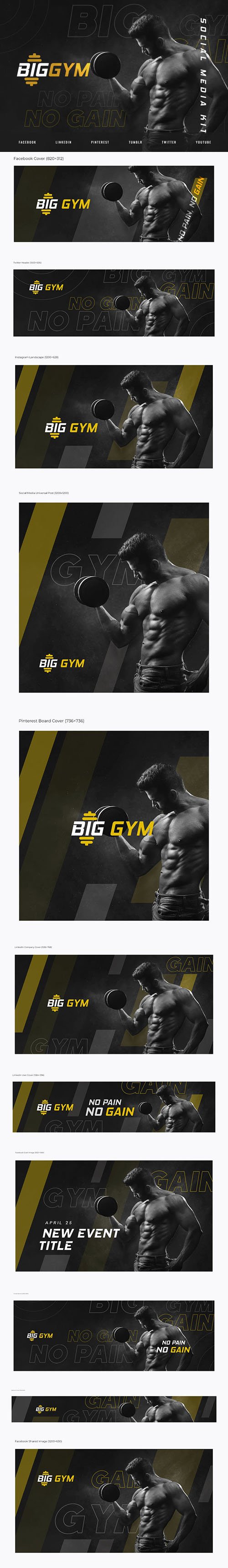 Gym & Personal Fitness Trainer - Social Media Kit