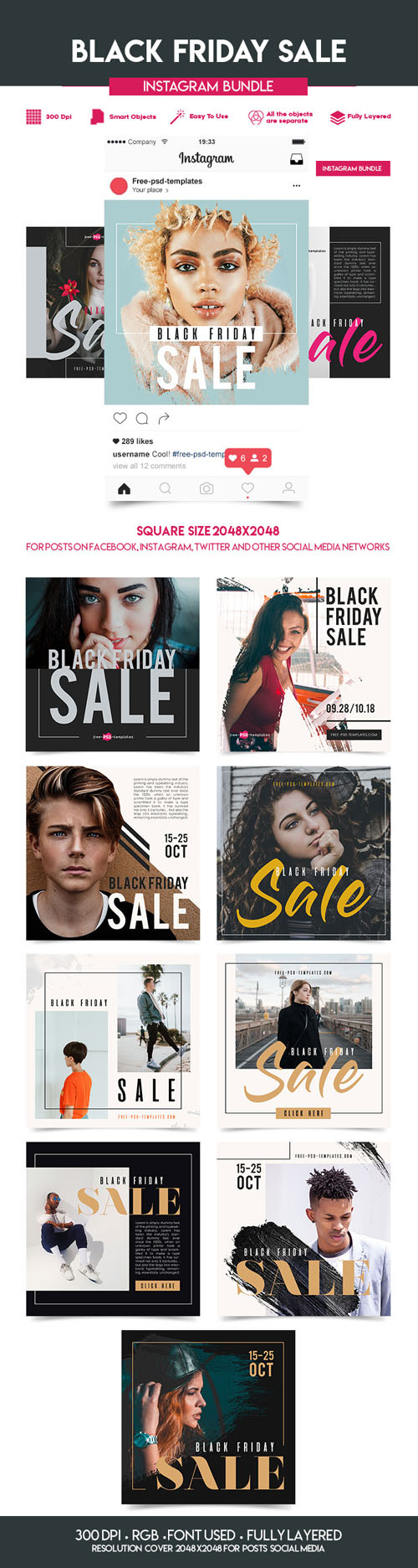 12 Black Friday Sale Instagram Banners Bundle