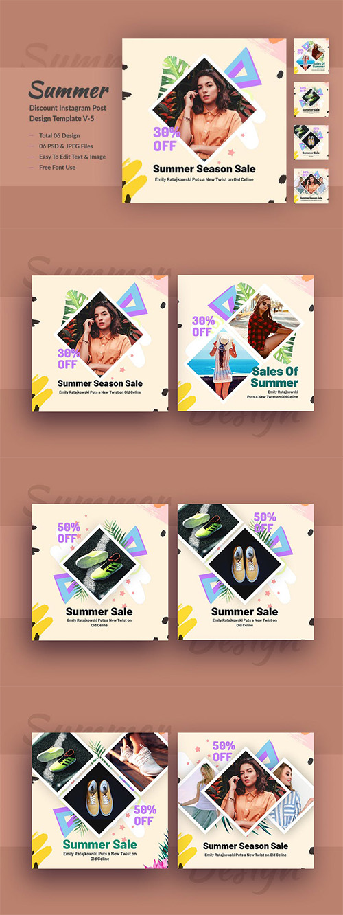 Summer Discount Instagram Post Design Template V-5