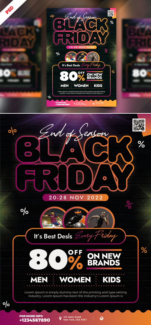 Premium Black Friday Sale Flyer PSD Template - End of Season