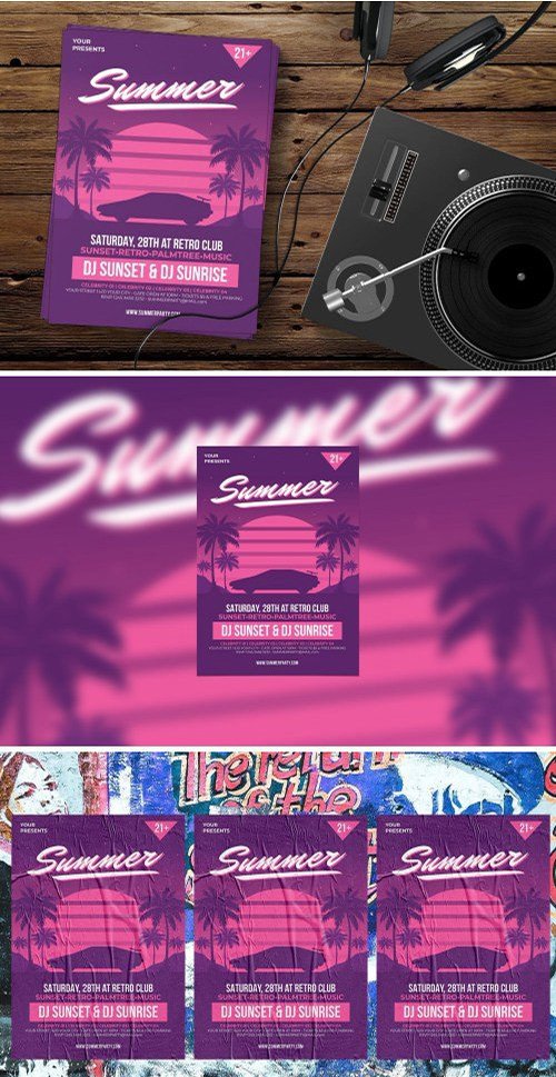 Retro Summer Party PSD