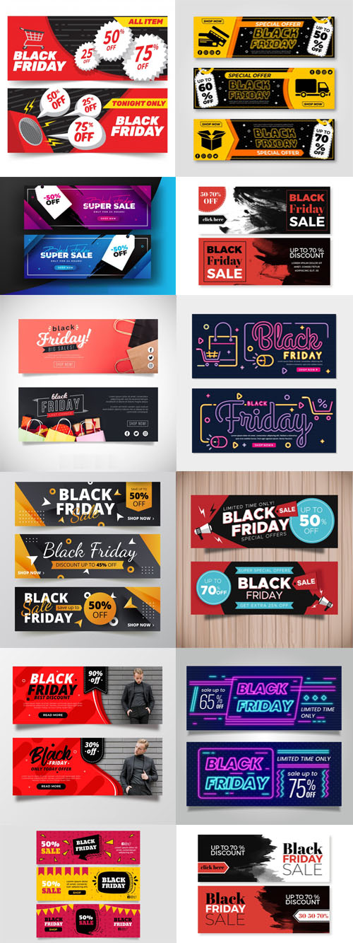 Black Friday 2019 Banners Vector Colletion Vol.1