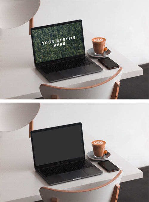 MacBook on Table Mockup