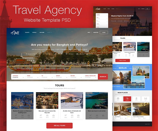 Travel Agency Landing Page PSD