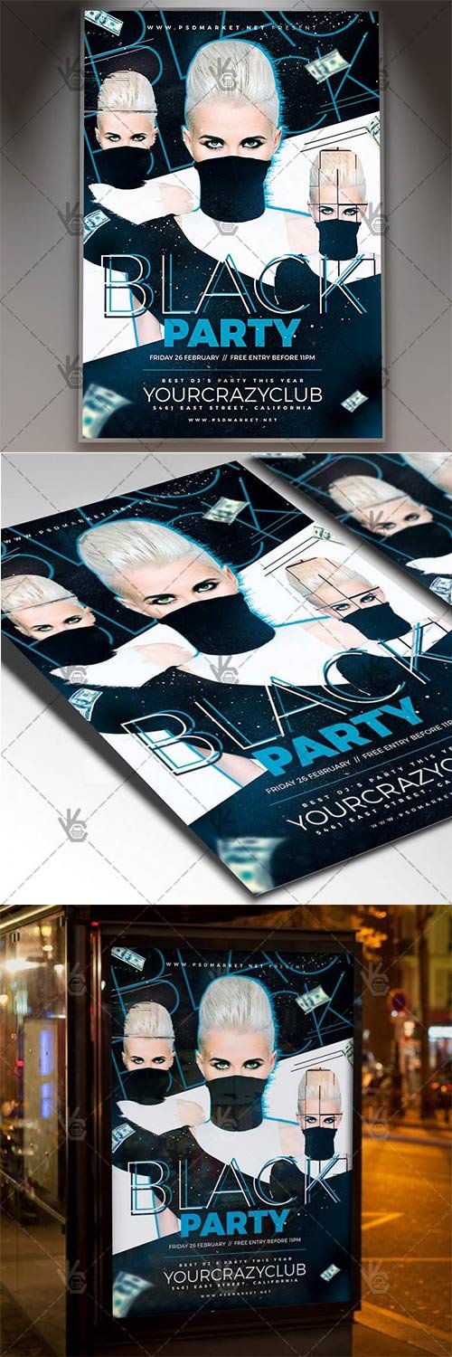 Black Party Night - Club Flyer PSD Template