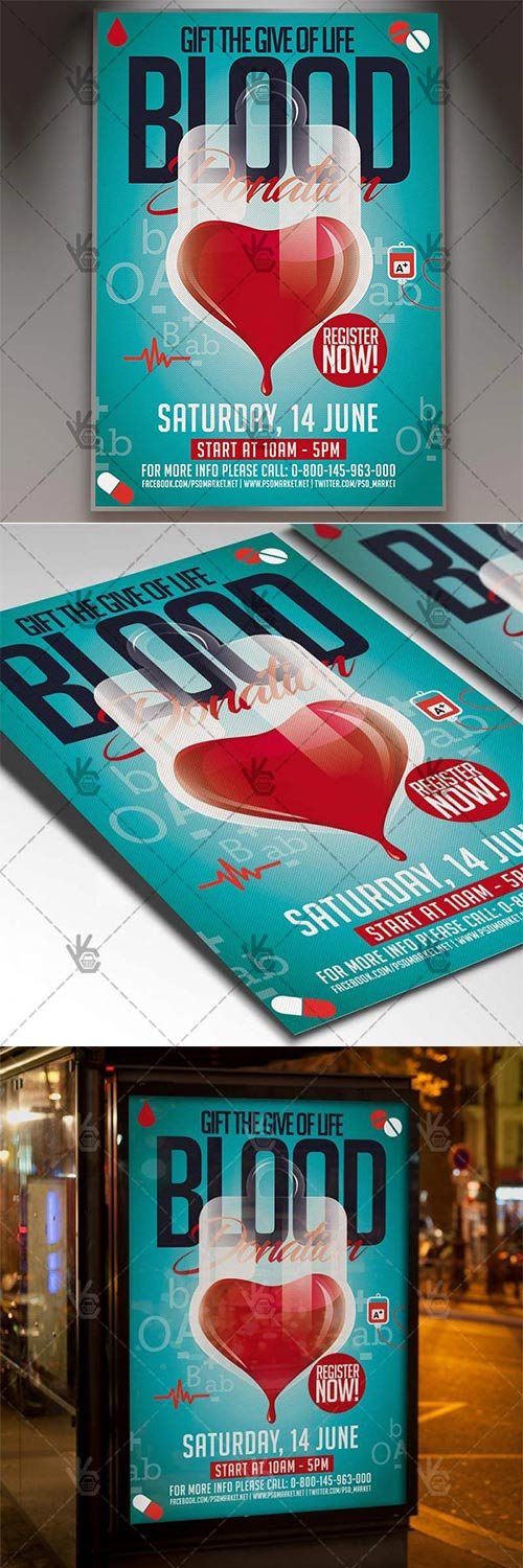 Blood Donation Flyer - Community PSD Template