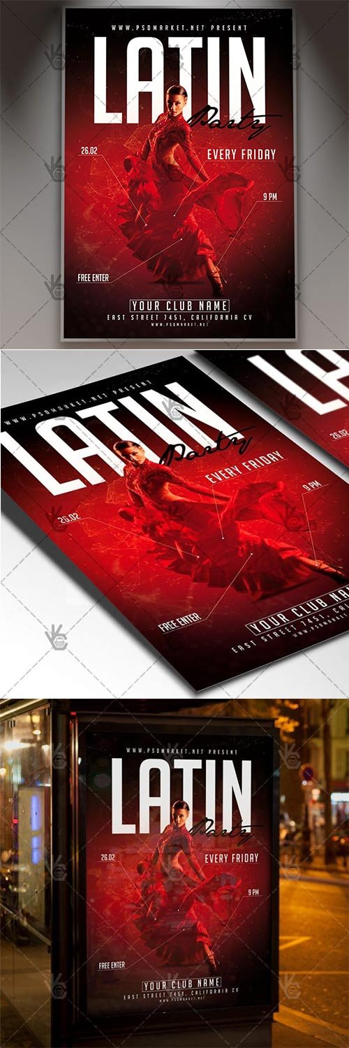 Latin Party - Club Flyer PSD Template