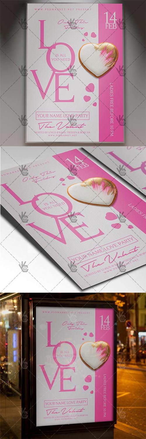 Love Party - Valentines Flyer PSD Template