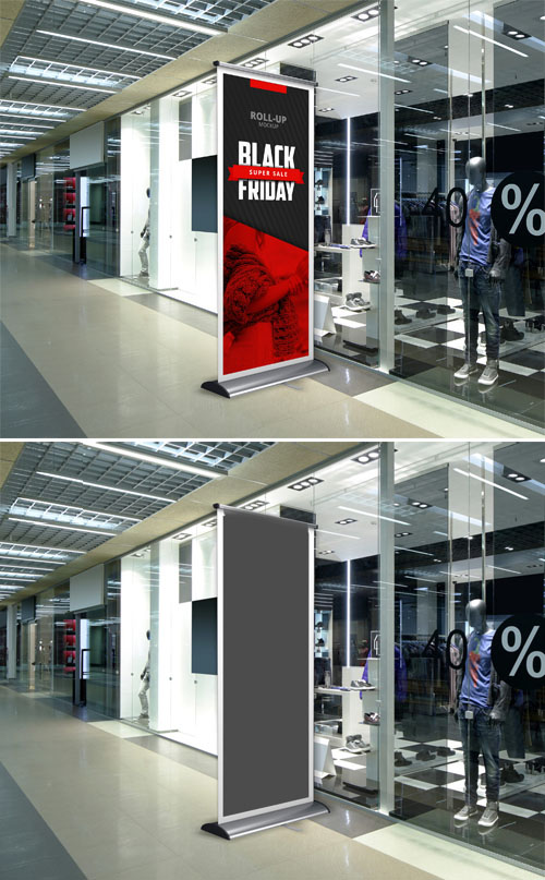 Black Friday Roll-Up Banner PSD Mockup Template