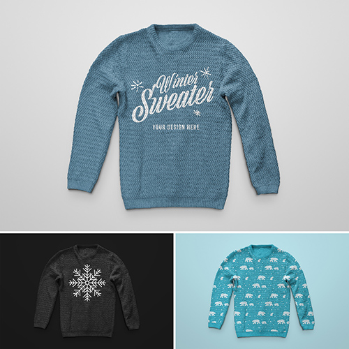 Knitted Wool Winter Sweater Mockup