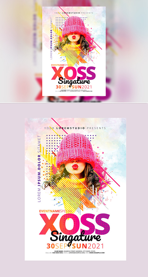 Event Flyer Layout with Bright Colorful Accents