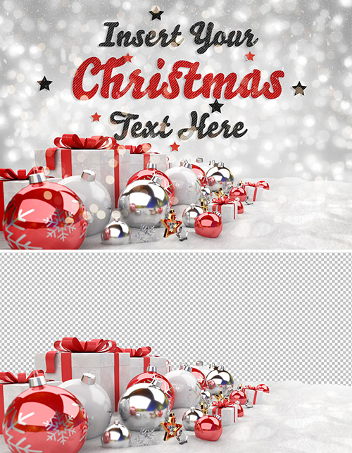 Striped Text Effect with Christmas Scene