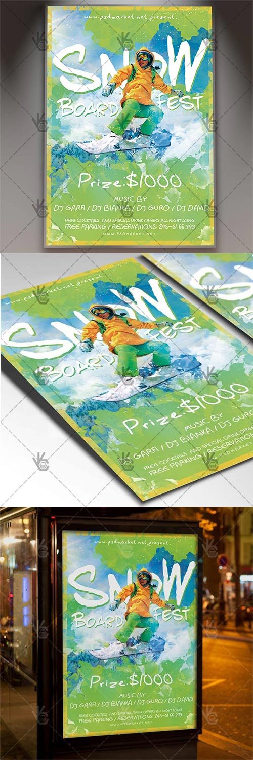 Snowboard Fest - Sport Flyer PSD Template
