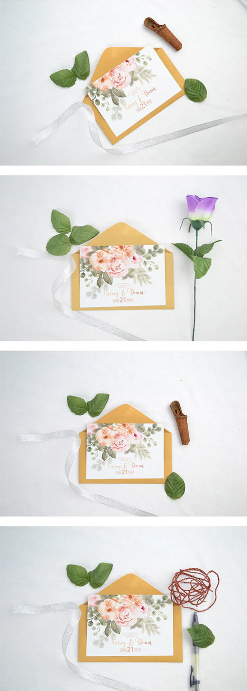 Beautiful Realistic Wedding Invitation Mockup V3