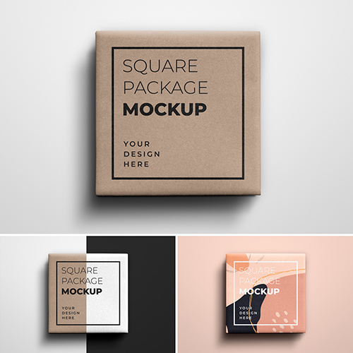 Square Gift Package Mockup